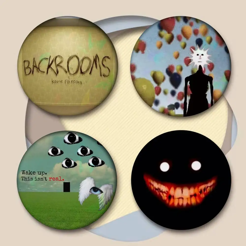 The B-ackrooms movie 2026 Creator Tinplate Pin Button Custom Anime Role Old-school Brooch Cartoon Collar Badge Jewelry Gift Fans