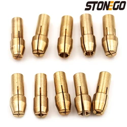 STONEGO 10pcs Micro Drill Chuck Adaptor Set, 0.5mm-3.2mm, Brass for Electric Rotary Tools
