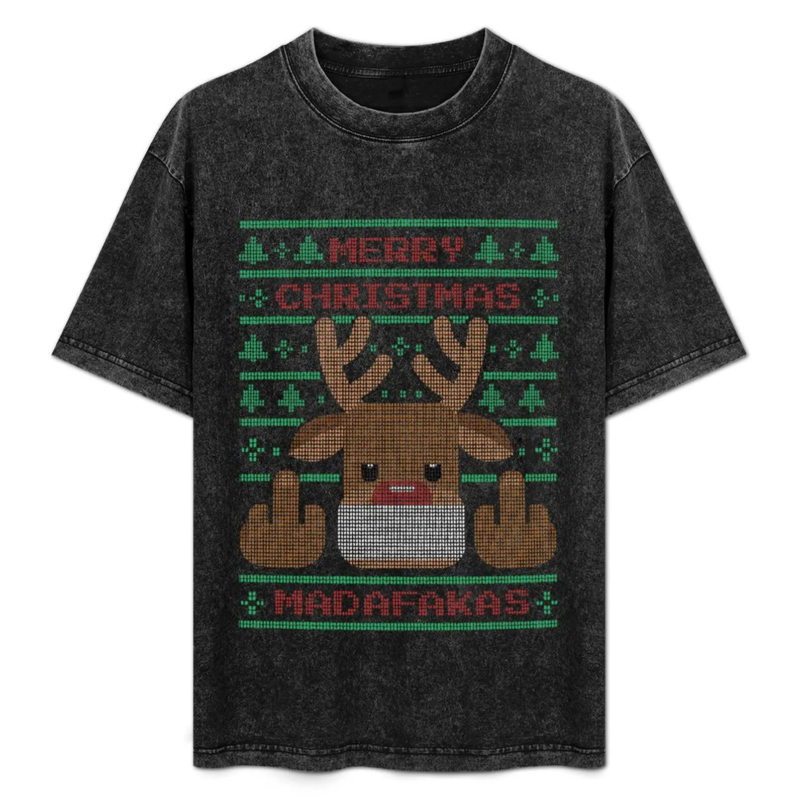 

Ugly Sweater Merry Christmas Madafakas Deer T-Shirt summer clothes animal prinfor boys anime shirt Men's t-shirt