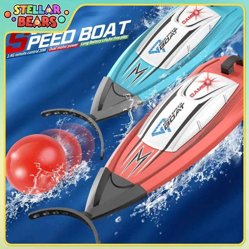 

2.4G RC Speedboat Mini Remote Control Boats Bathtub Pool Water Game Toy Children Electric Boat Competitive Radio Controlled Boat