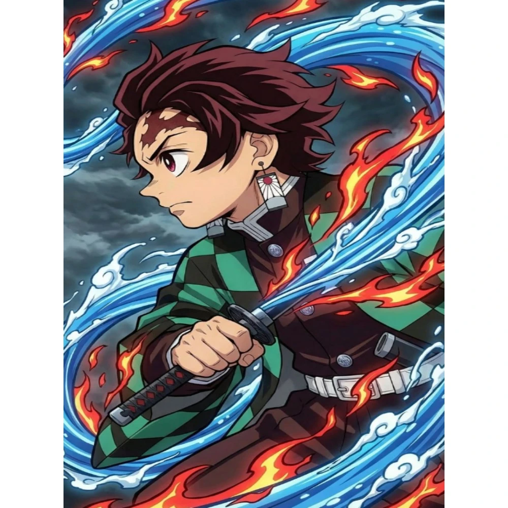 Wall Decor Anime Character Tanjiro Kamado Demon Slayer Oil Painting By Numbers for Living Room Bedroom Home Decor Gift No Frame
