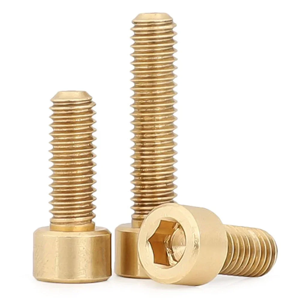 2/5/10/20pcs M3 M4 M5 M6 M8 M10 Pure Brass Hex Socket Cap Head Screws Allen Key Head Screw Bolt Support Customize