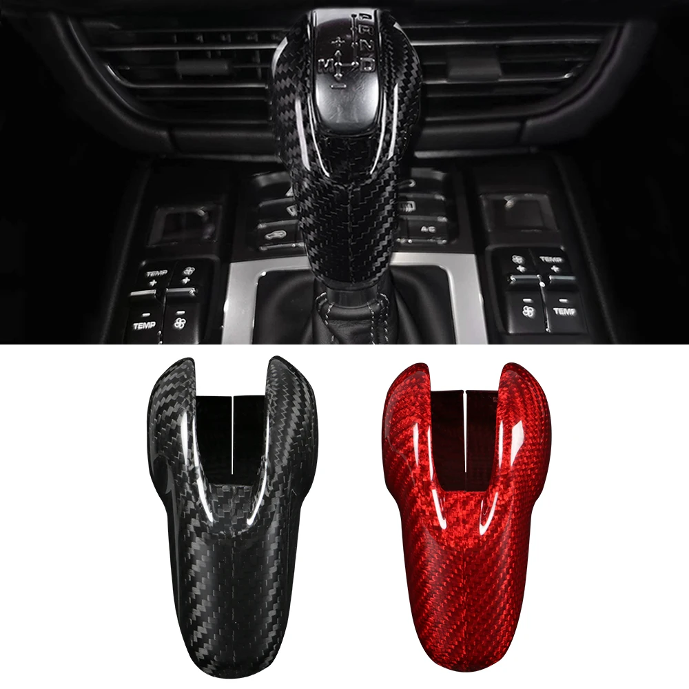 Carbon Fiber Gear Shift Head Cover Trim For MACAN 718 911 Panamera Cayman Boxster Shift Knob Cover Porsche Interior Accessories