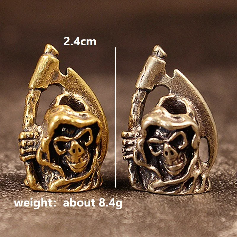 Death Skull Head Brass Knife Beads EDC DIY Paracord Woven Bracelets Lanyard Pendant Accessories Men Outdoor Tool Hangings Charms