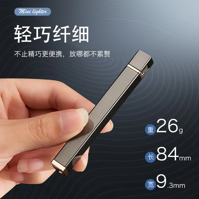 Metal Free Fire Torch Lighter Portable Long Strip Refillable Gas Windproof Lighter Windproof Butane Cigarette Compact Lighter
