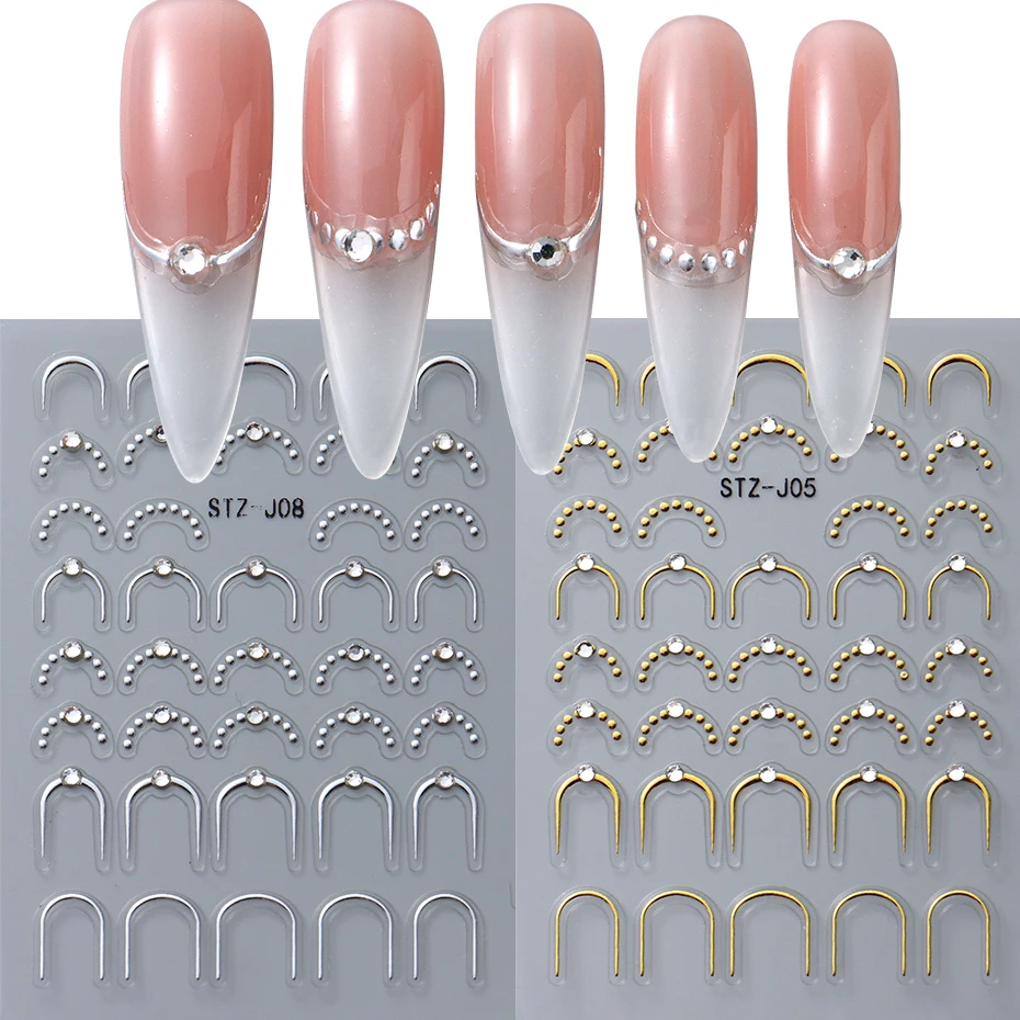 Zilver Goud Lijnen Streep Nail Sticker Decals Metalen Strip Luxe Nagels Slider 3D Zelfklevend Ontwerp Nail Art Stickers Papier
