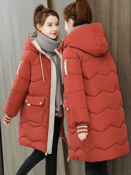 2023 Winter Vrouwen Jas Lange Parka 'S Vrouwelijke Dons Katoenen Capuchon Overjas Dikke Warme Jassen Winddichte Casual Student Jas