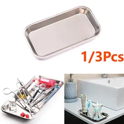 1/3Pcs Surgical Tray, Stainless Steel Tray for Lab Instrument Supplies, Tattoo Tool, Necklaces, Perfume, Hair Brushes, Jewelry