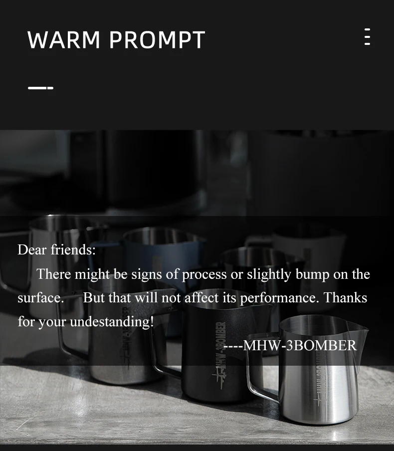 MHW-3BOMBER Classic Milk Frothing Pitcher 500ml Red Stainless Steel Steaming Pitchers Cappuccino/Latte Art Milk Cup Coffee Tool