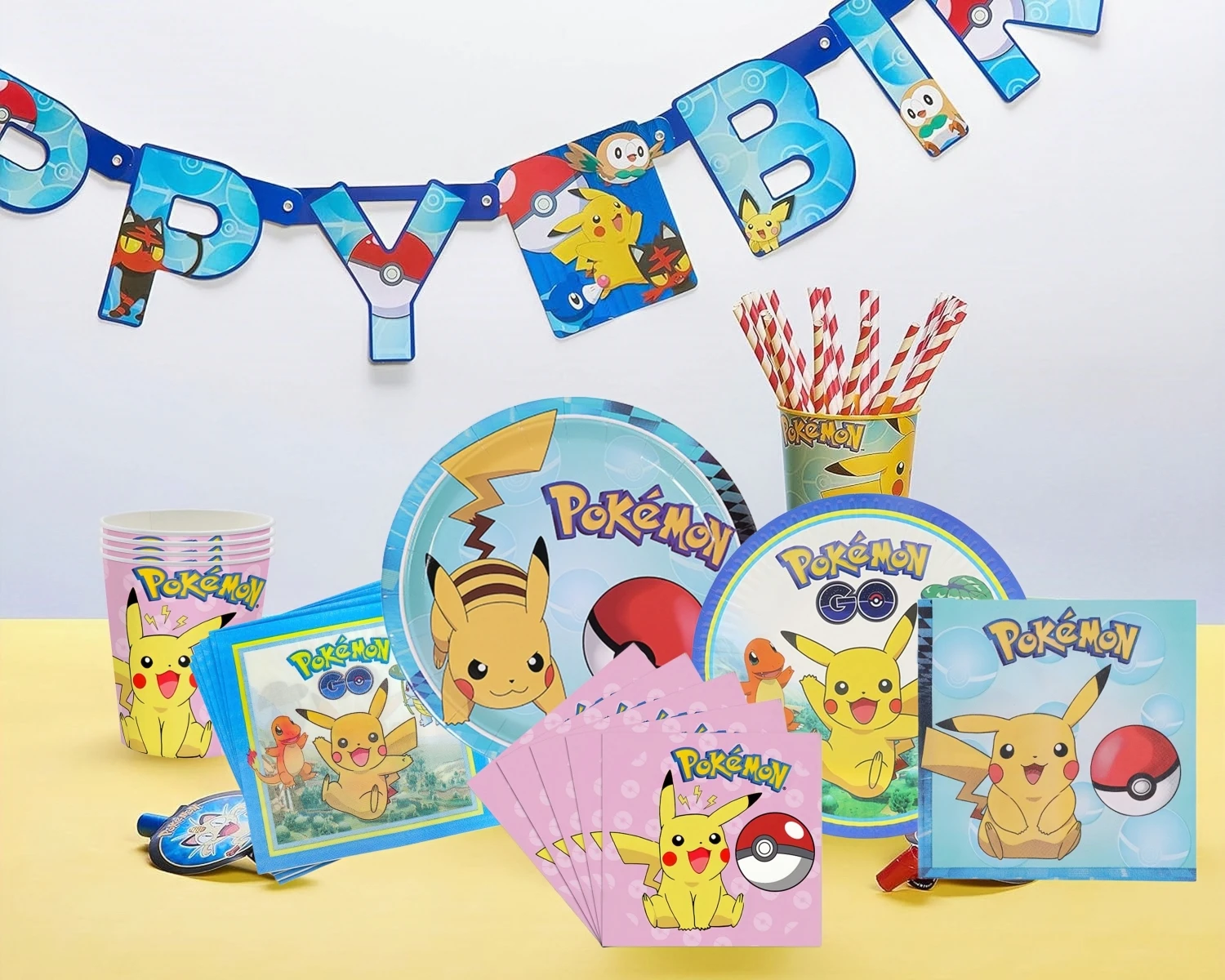 Pokémon Pikachu Louça Descartável, Birthday Party Decor, Toalha de Mesa, Copa, Prato, Guardanapo, Balões, Baby Shower, Suprimentos para festas infantis