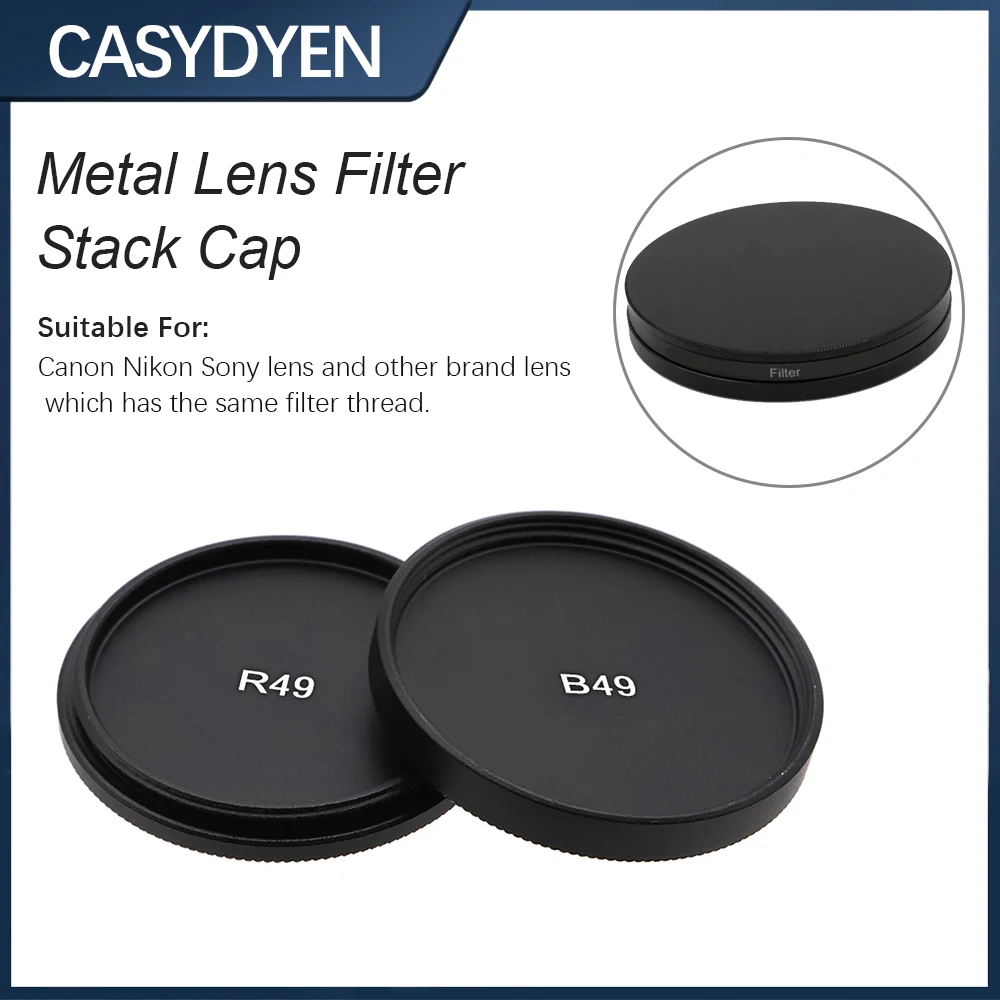 43 40.5 49 52 55 58 62 67 72 77 82 mm Metal Round Lens Filter Stack Cap Protector Case Cover For Storage UV CPL ND Filters