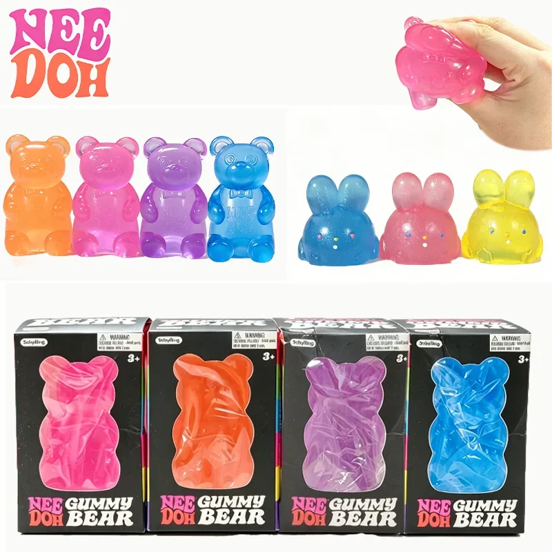 Schylling Needoh Jelly Hops Gummy Bear Fidget Relief Sensory Toy Soft TPR Non-toxic Anti-Anxiety Squeeze Object For Autism ADHD