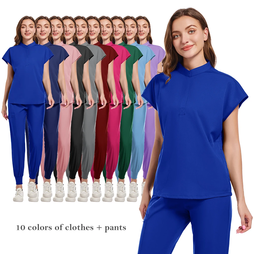 

Tops+pant Medical Uniform Surgery Scrubs Shirt Short Sleeve Pet Shop Doctor Nurse Nursing Uniform Set Women Workwear Scrub
