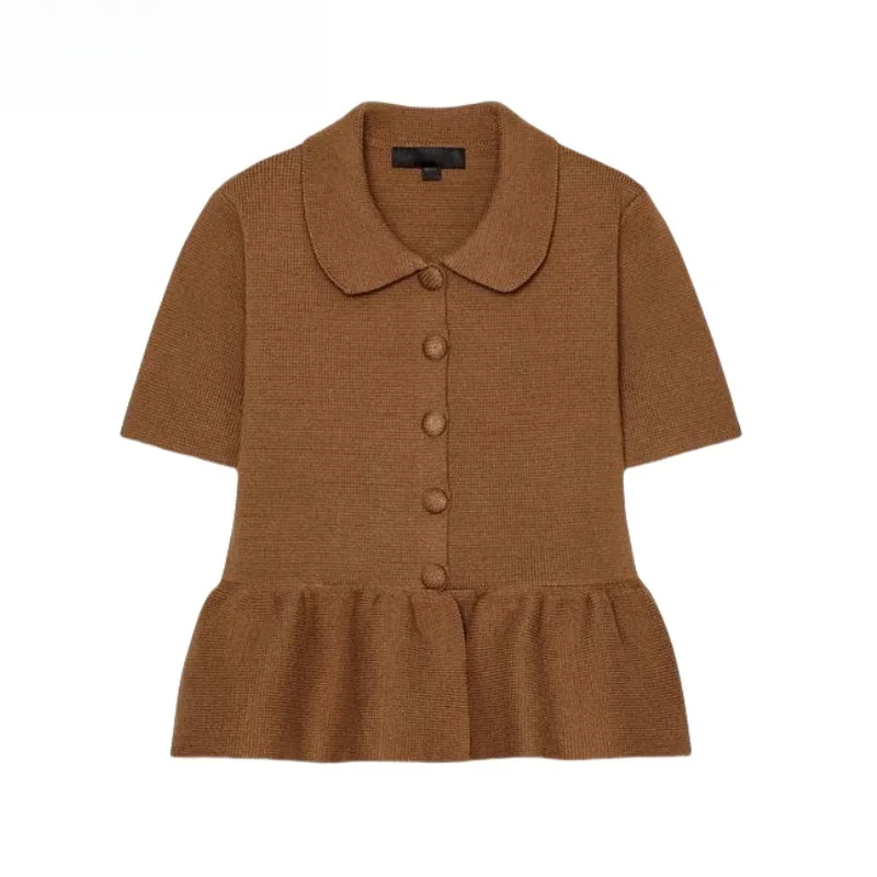 

Spring New Arrival Women's Knitted ort Sve round Collar Skirt Sle Boting Open Cardigan Coat Straight Cut Commu...