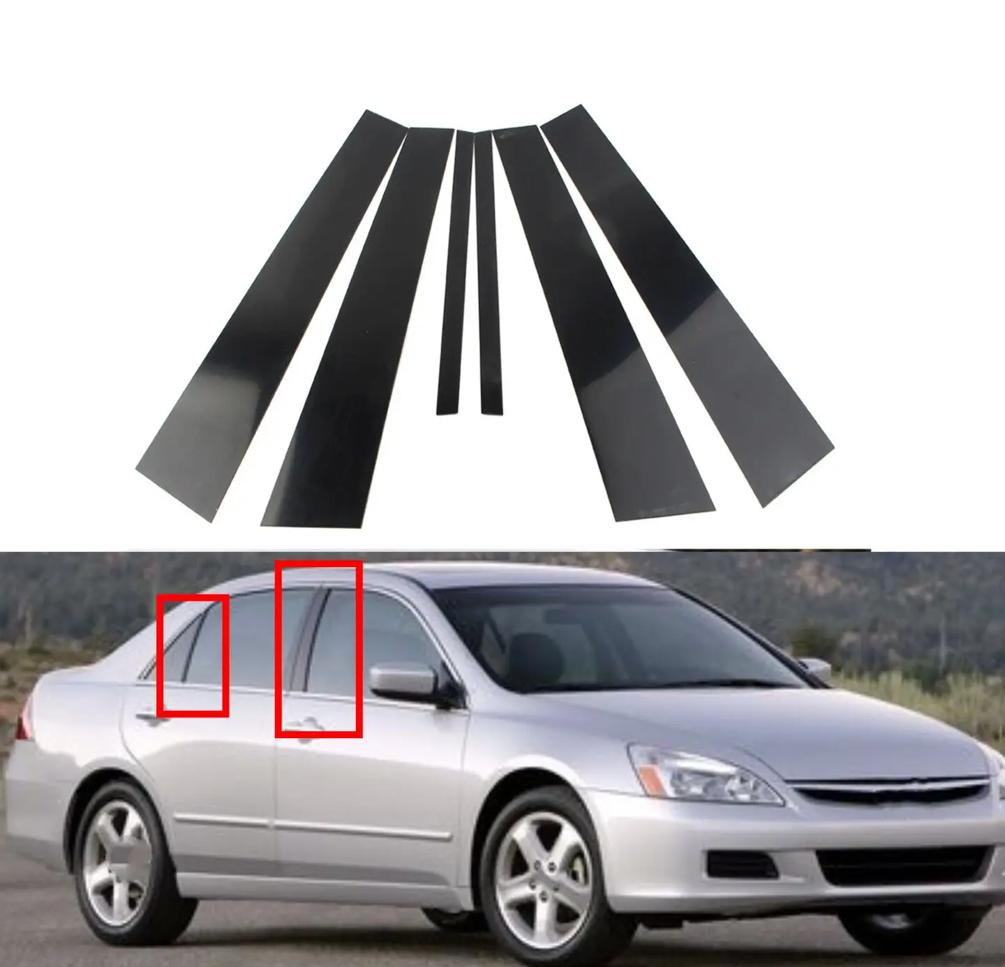 

6pcs Gloss Black Pillar Posts For Honda Accord 2008 2009 2010 2011 2012 Car Door Window Trims Covers Decorative Sticker