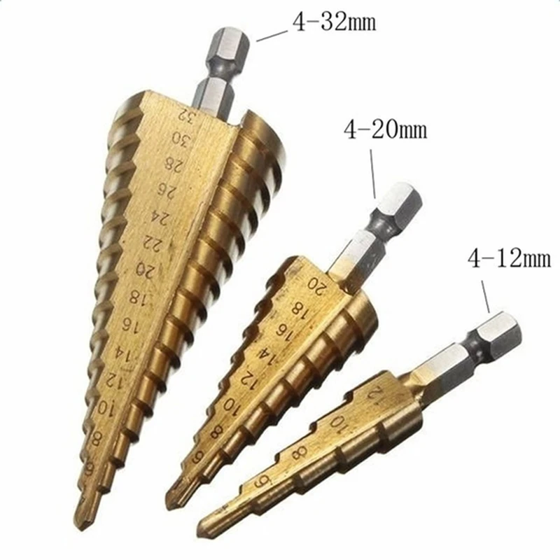 3pcs HSS Cobalt Buraco Múltiplo 50 Tamanhos Passo Broca Conjunto de Ferramentas