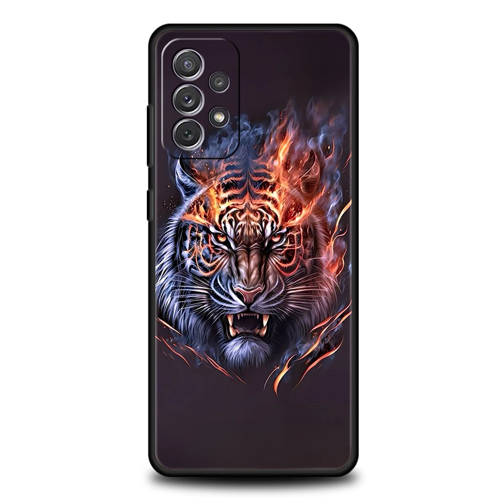 Coque de téléphone dessin animé tigre pour Samsung Galaxy, coque souple, sacs, A15, A14, A25, A54, A34, A51, A71, A72, A73, A32, A52, A52S, A11, A21S, A31, A41, 5G