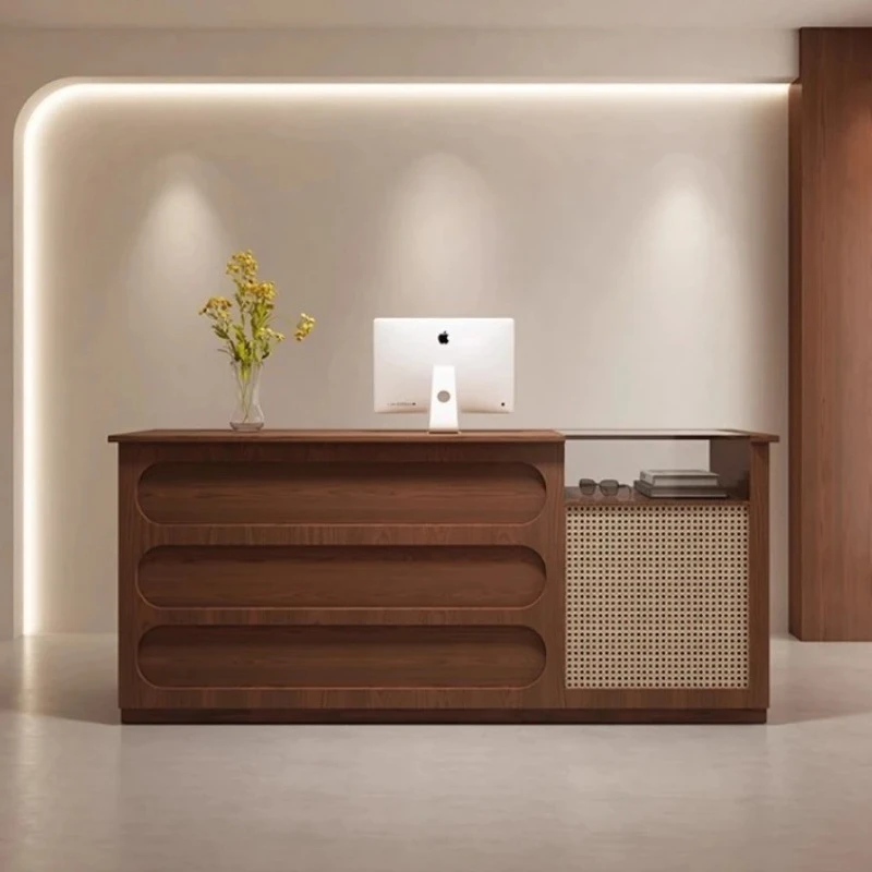 

Reception Desk Home Modern Cream Style Beauty Salon Bar Cashier Company Hotel Curved Front Desk Medical Aesthetics Dental Clinic