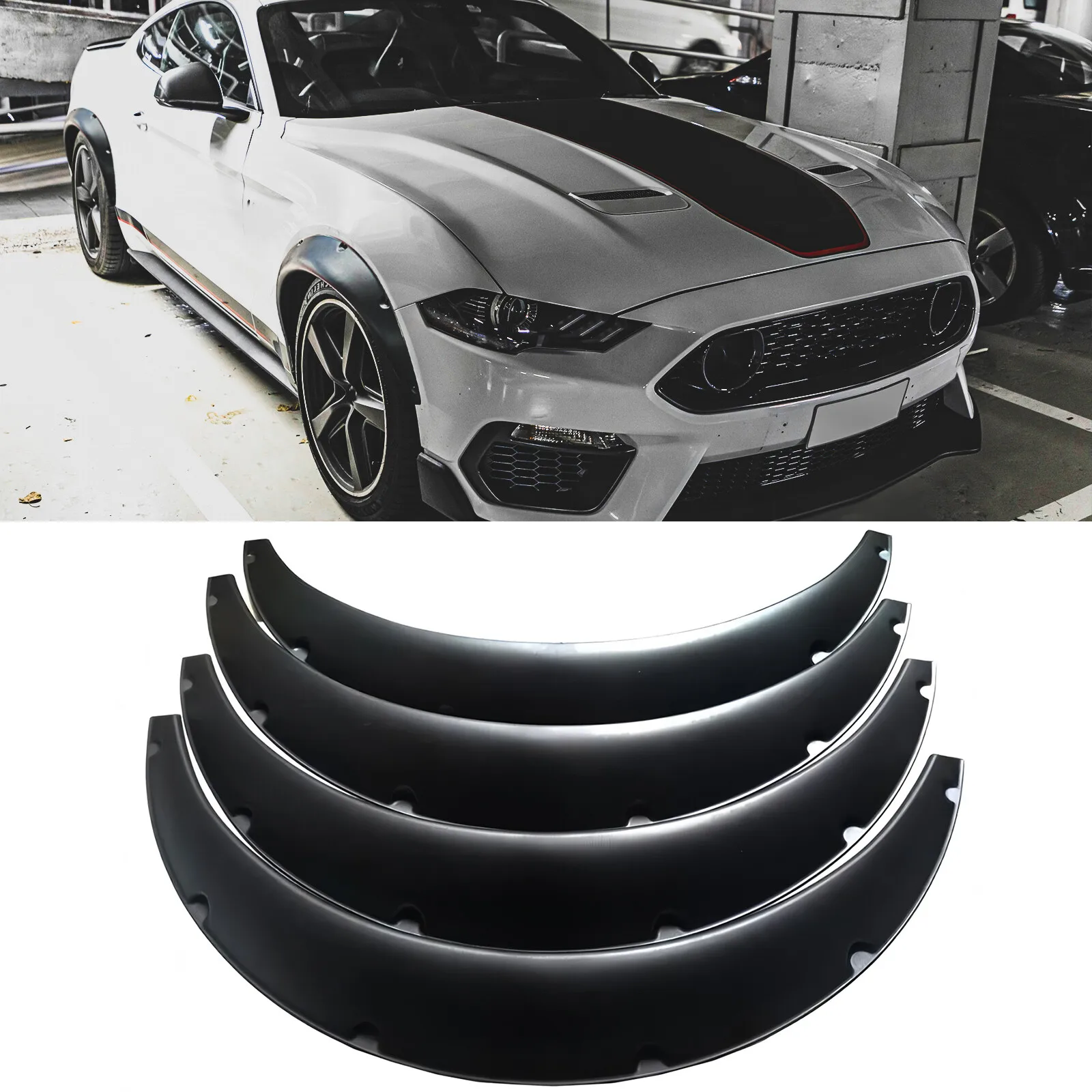 

4PC Car Fender Flares Extra Wide Body Kit Wheel Arches Mudguard For Ford Mustang