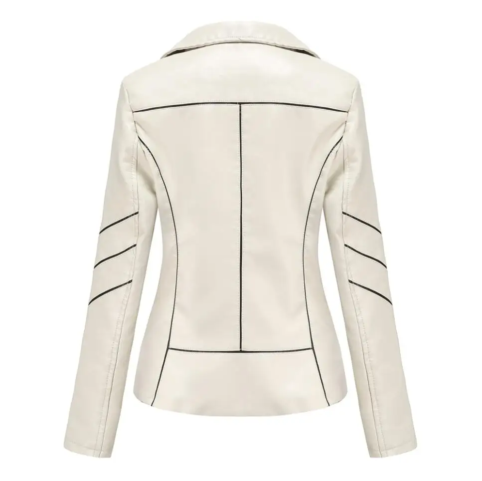 Red PU Faux Leather Jacket Women fashion Casual Biker Jackets Outwear Female Tops spring and autumn Black Leather Jacket Coat