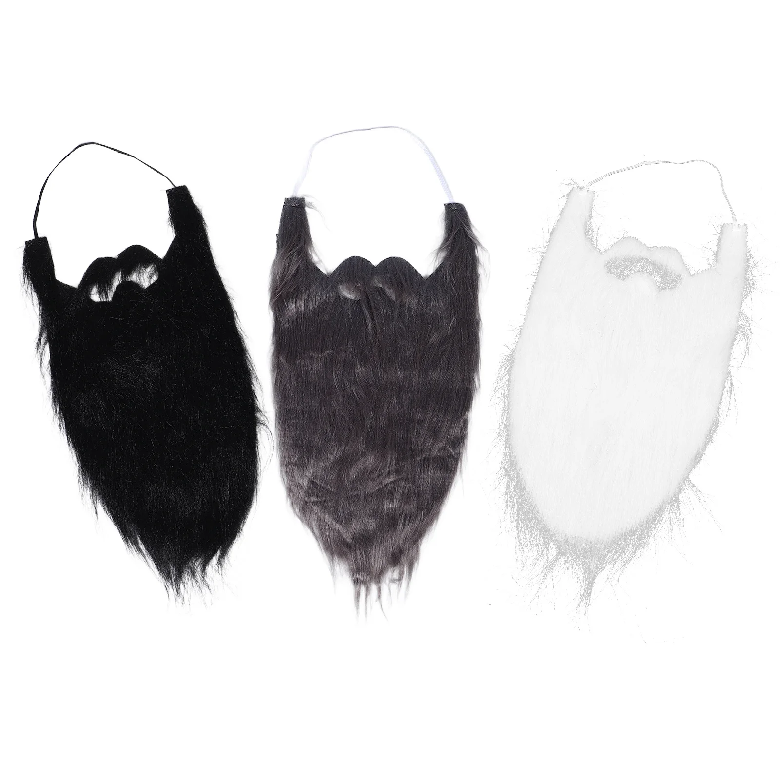 Barba falsa realista, disfraz de pelo Facial blanco, suministros para fiesta de Halloween, bigote para anciano, accesorio de broma divertido, 3 uds.