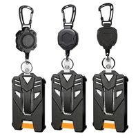 Heavy Duty Retractable Badge Reel Wire Rope Strong Steel ID Card Holder Card Case ABS Material Bus Card Cover Outdoor Keychain