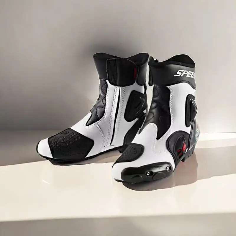 

PRO-BIKER SPEED BIKERS Motorcycle Riding Boots Wear-resistant Microfiber Leather Racing Motocross Motorbike Mid-Calf Boots Shoes
