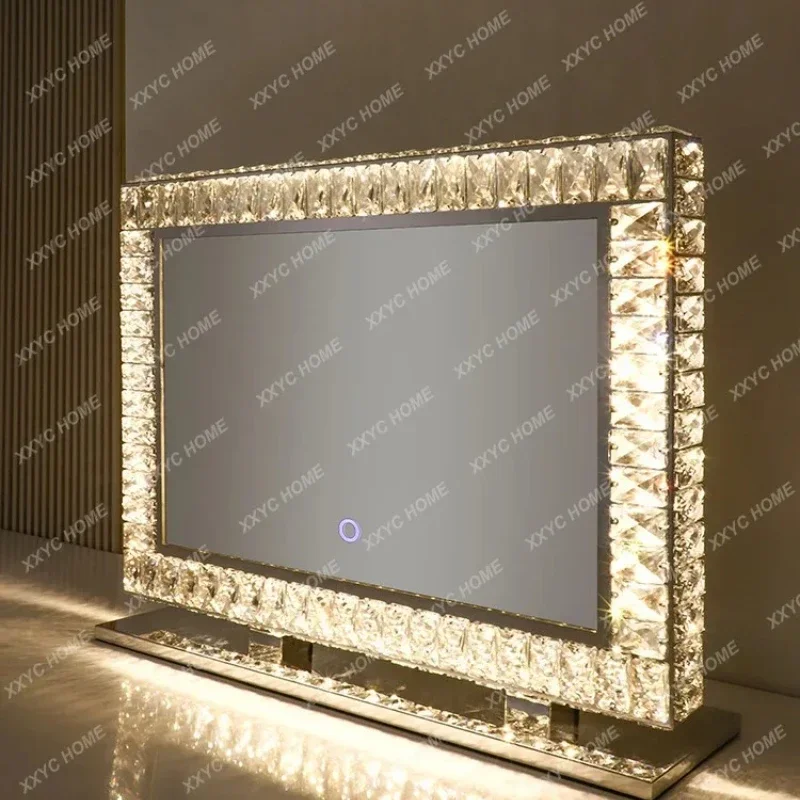 A Crystal Makeup Household Lamp Vanity Mirror Desktop Desktop Girl Heart Light Luxury Intelligent Fill Light Mirror