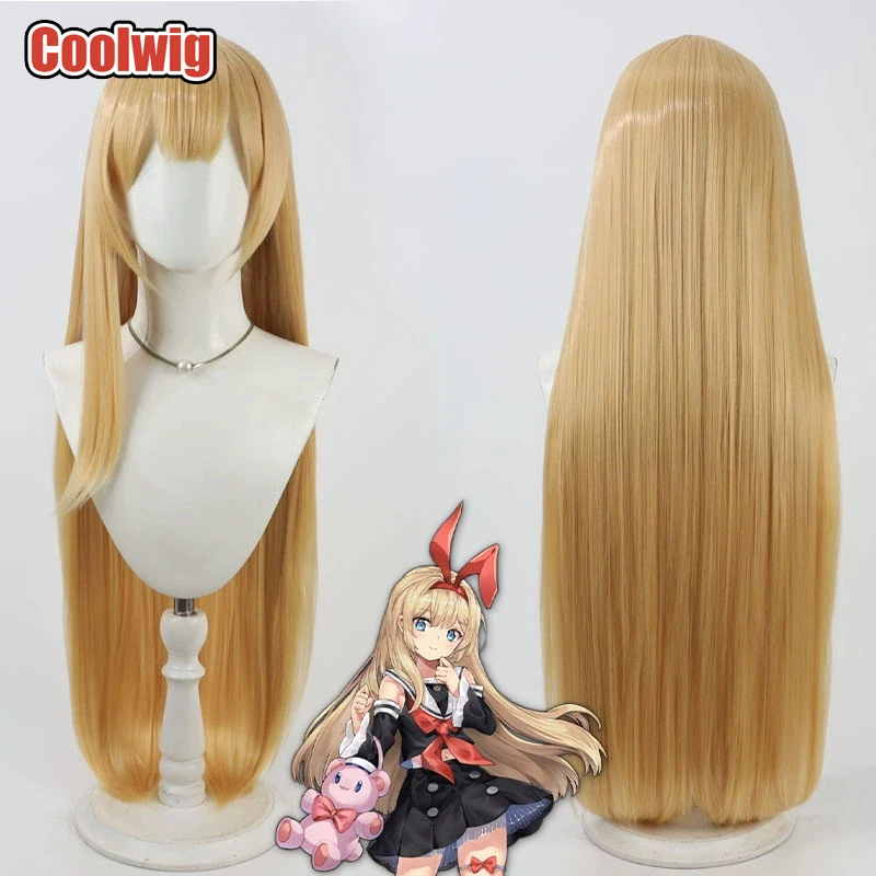 Coolwig Synthetic Hair Chiori Mikami Cosplay Wigs Game Mahjong Soul Chiori Mikami 100cm Long Straight Blonde Wig Heat Resistant