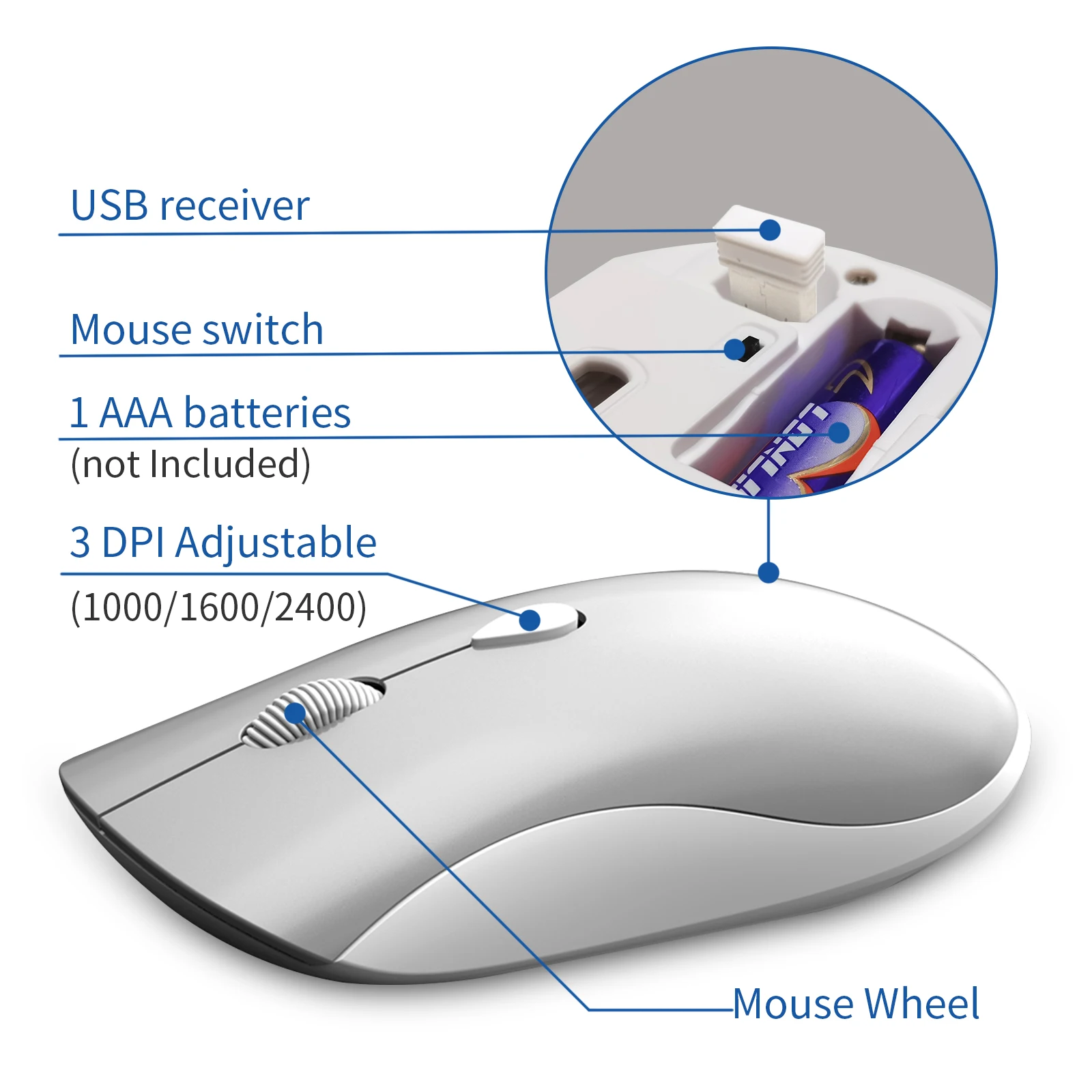 Imagem -04 - Combinação de Teclado e Mouse sem Fio Ultra Fino Mouse Silencioso com Design de Luz Invisível 2400 Dpi Usb