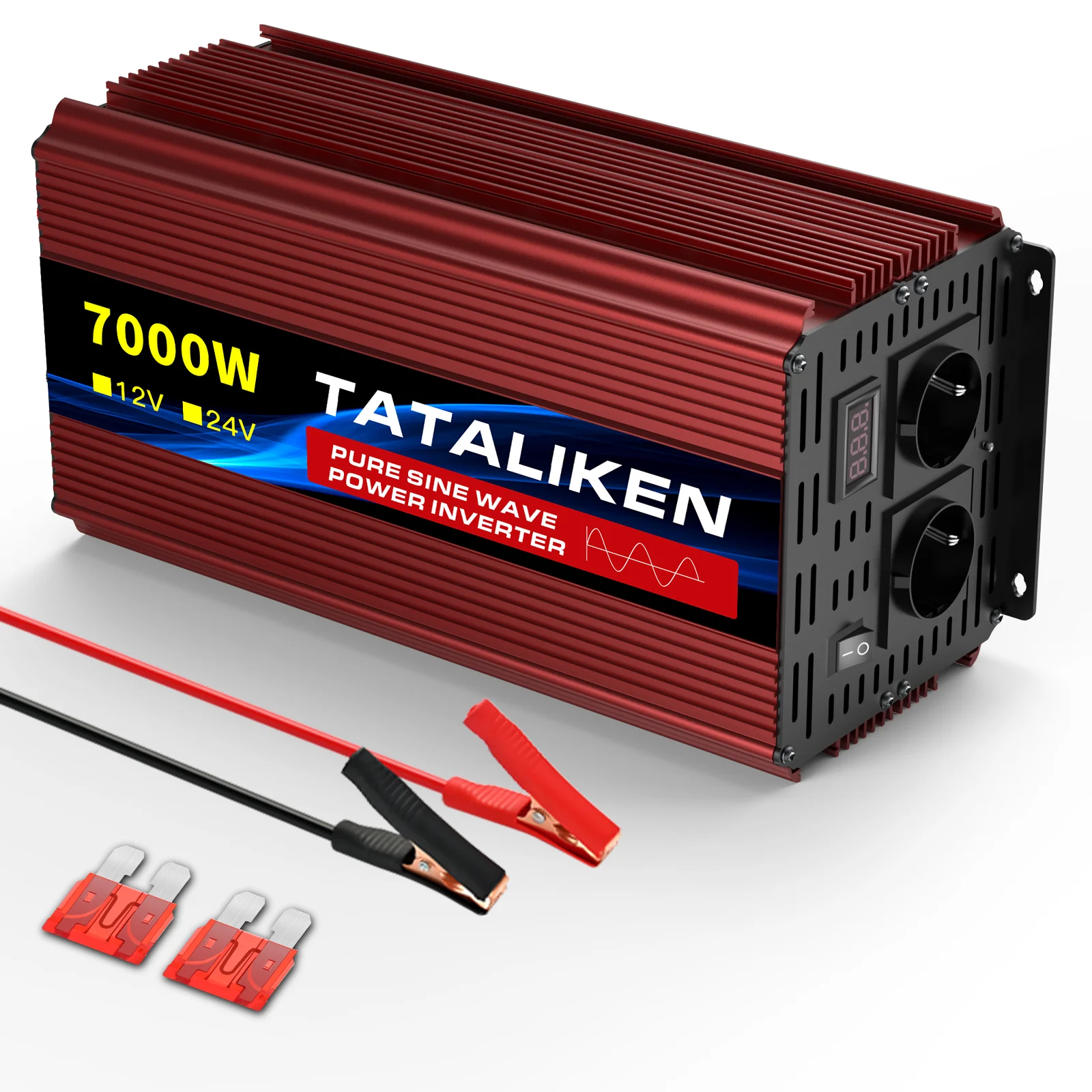 3500W/4500W zuivere sinus inverter 24V naar 220V 50Hz met digitaal display & temperatuurregeling ventilator EU-stekker voor camper zonne-energie - afbeelding 2
