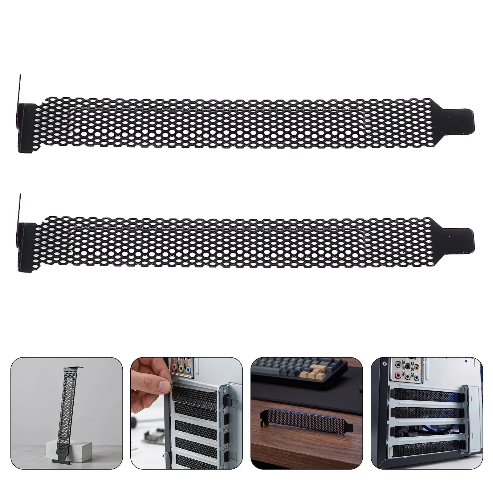 30Pcs Black Metal Vented Pcie Slot Covers Computer Case Dust Filter Blanking Plates Cooling Ventilation Pc Case Accessories