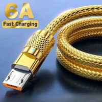 Luxury Metal Micro USB Type C Charging Cable Super Fast Data Cord for Samsung Oppo Xiaomi Android Mobile Phone Gold Color Cables