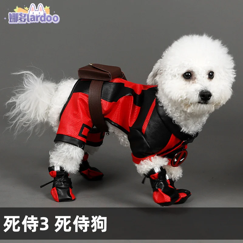 Wade Fantasia Wilson Pet Dog Clothing Movie Die Cosplay Pool Vest Belt Costume Clothes Set Outfits Halloween Carnival Party Suit