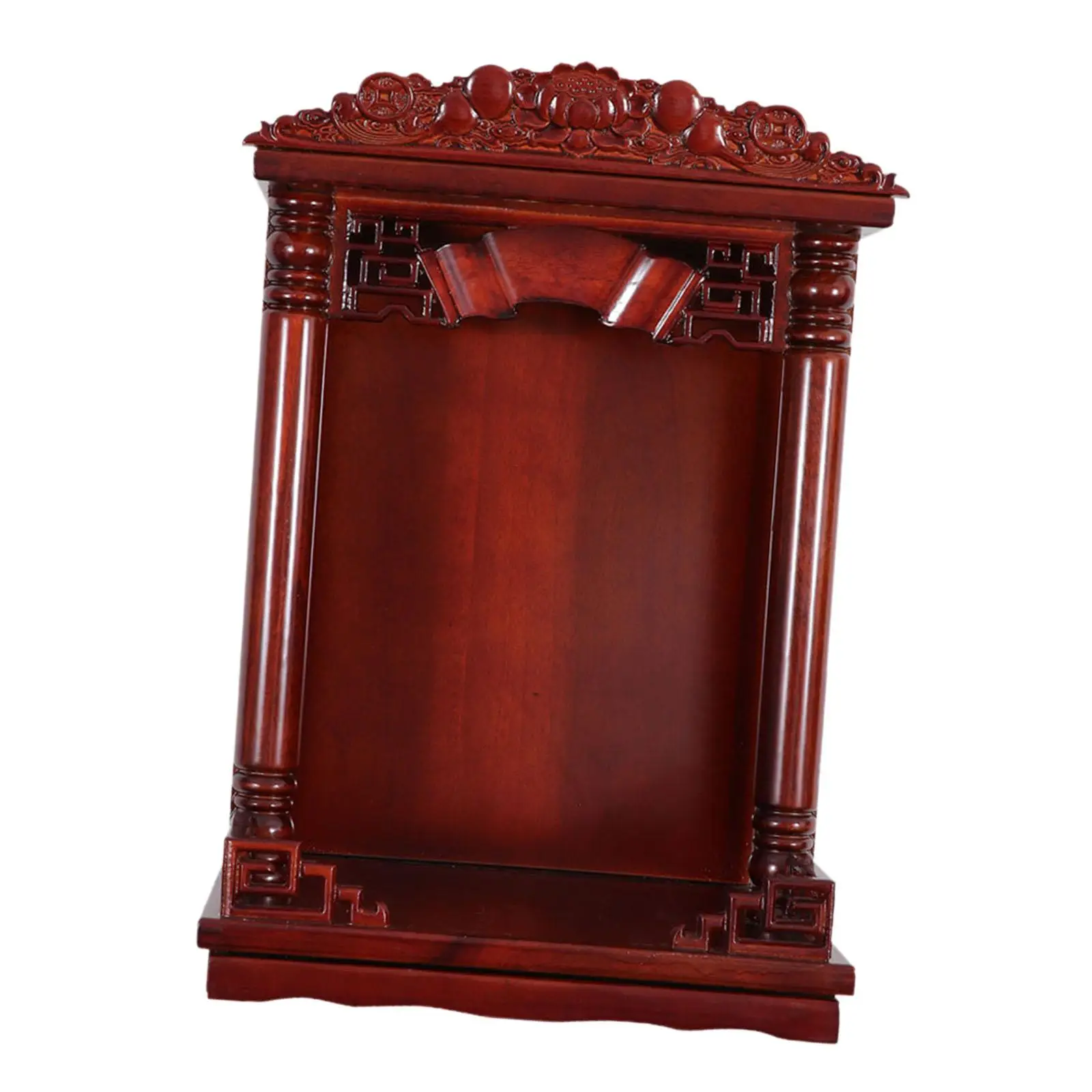 Buddhist Niche Display Stand Feng Shui with Hidden Pull Panel Holder Home Decor for Home Living Room New Year Household Office