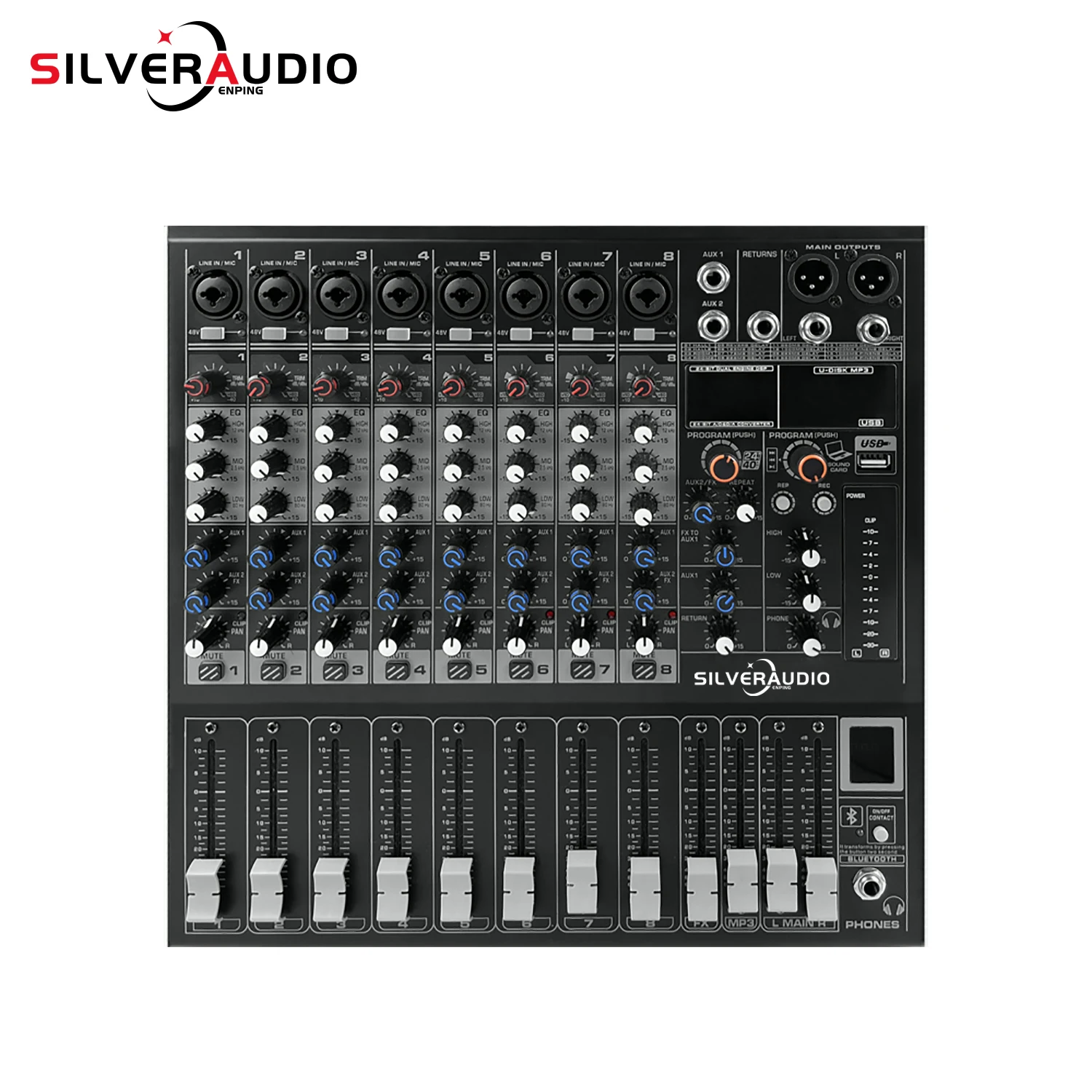 GAX-M8 Pro 8-channel DJ audio mixer 16 DSP reverberation effect BT5.0 USB mixing console home KTV stage