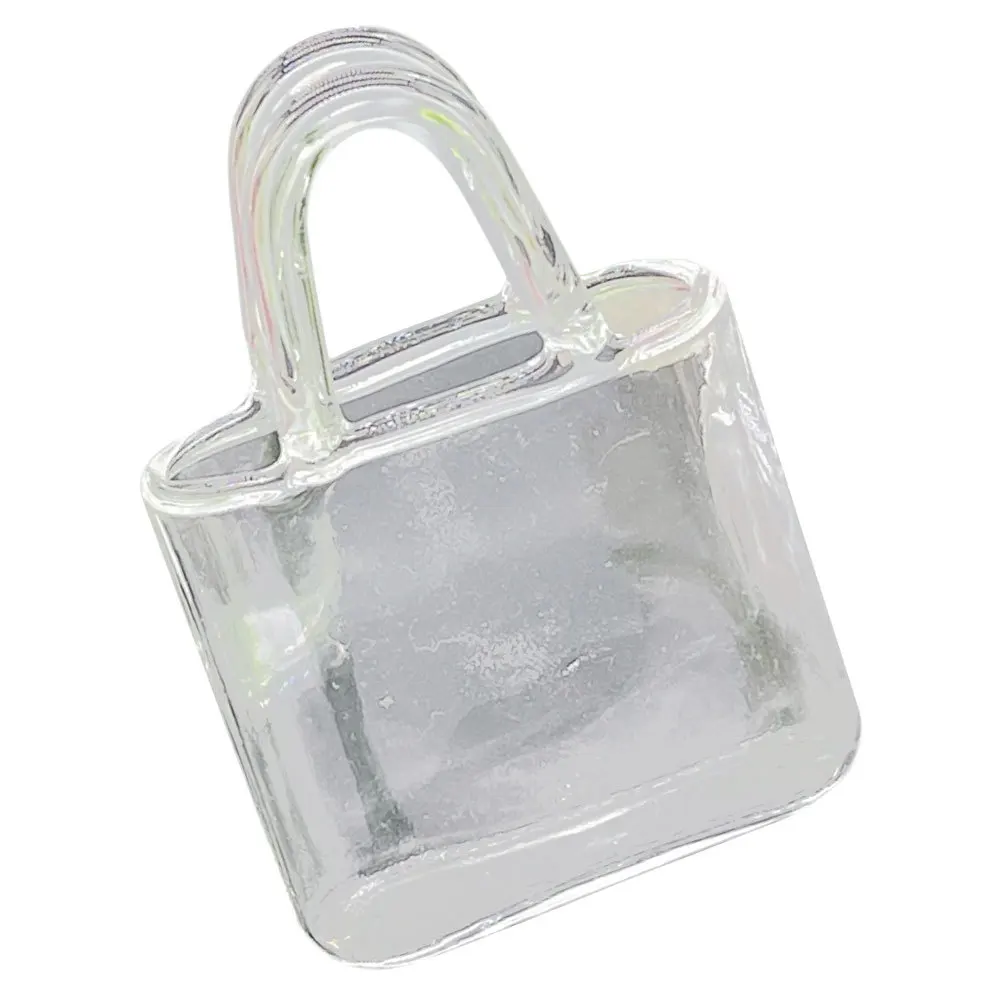 Mini vaso de vidro em formato de bolsa, leve, durável, tamanho pequeno, decoração de inteligência educacional para casa de brincar