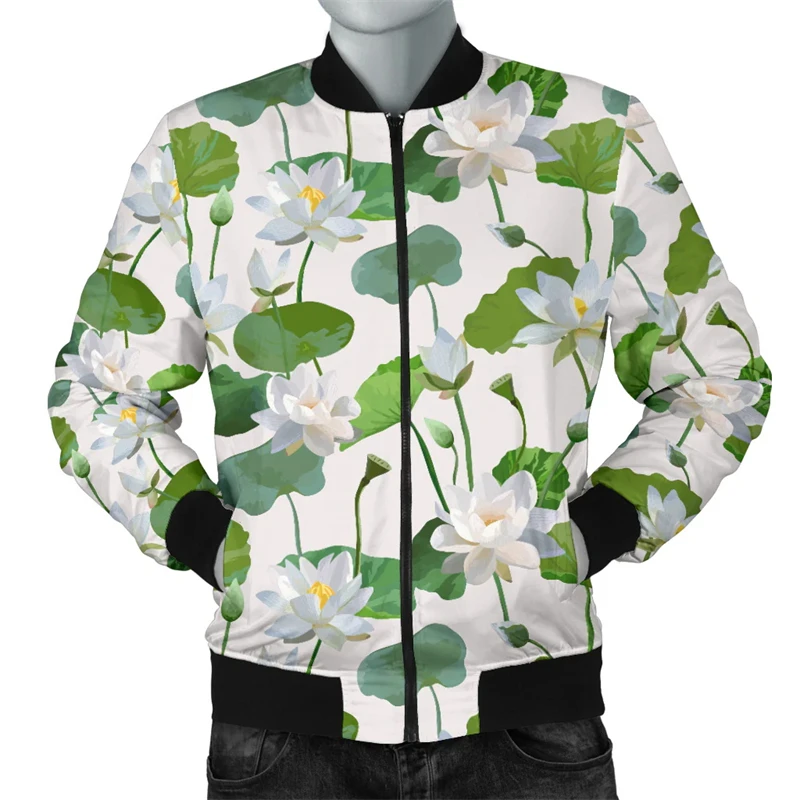 New Sunflower Zipper Jacket For Men 3d Printed Plants Graphic Bomber Tops Fashion Casual Street Long Sleeves Coats Single Party