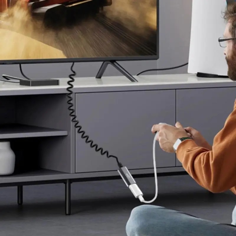 USB 2.0 to Type C Female Adapters Cable with Flexible Spring Design Foldable Cord for Fast Charging & Data Transfer 896C
