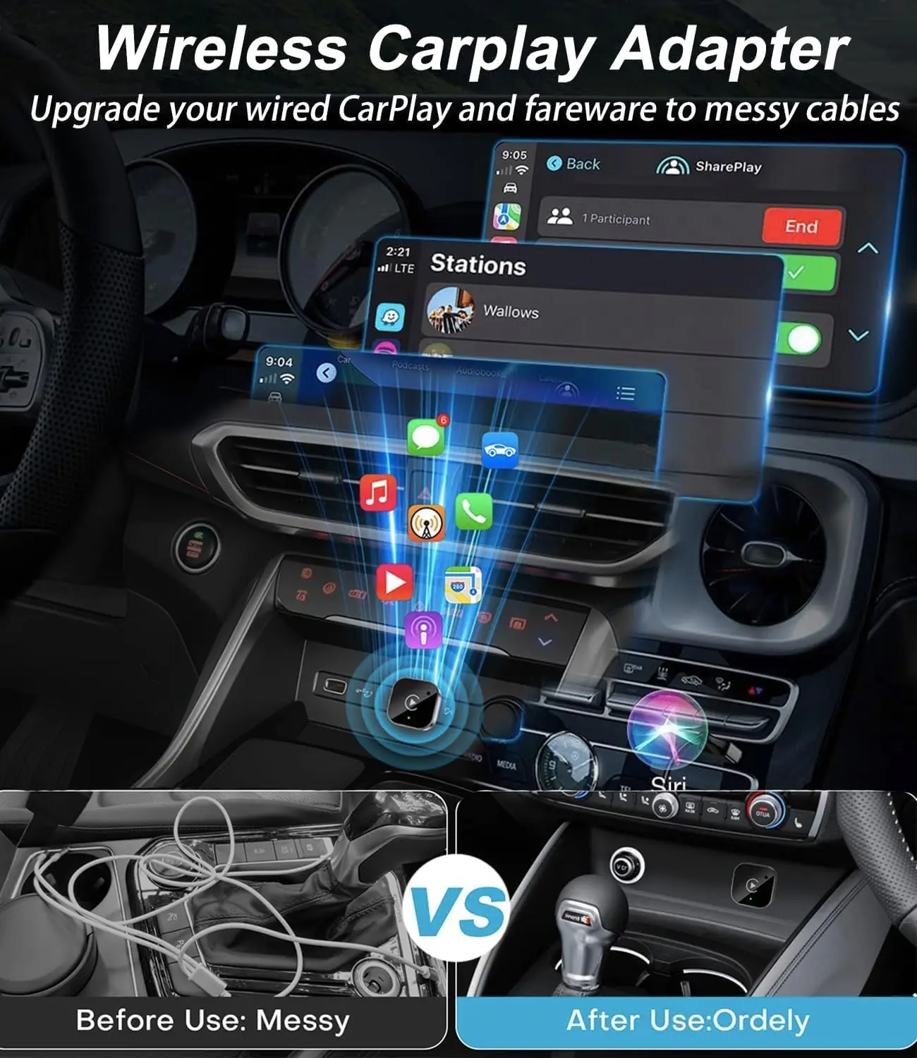 CarPlay وAndroid Auto Dongle اللاسلكي، توصيل تلقائي سريع، توصيل وتشغيل مدمج لهاتف iPhone/Android، USB/USB-C، بدون تأخير #4