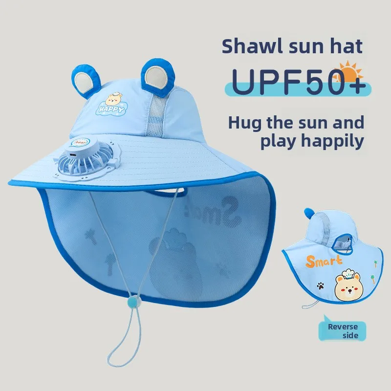 قبعة LENNIK الصيفية للسفر للأطفال، قبعة صيفية شبكية قابلة للتنفس بحافة كبيرة للحماية من الشمس، قبعة لطيفة على شكل مروحة أذن للحيوانات الأليفة، قبعة شال