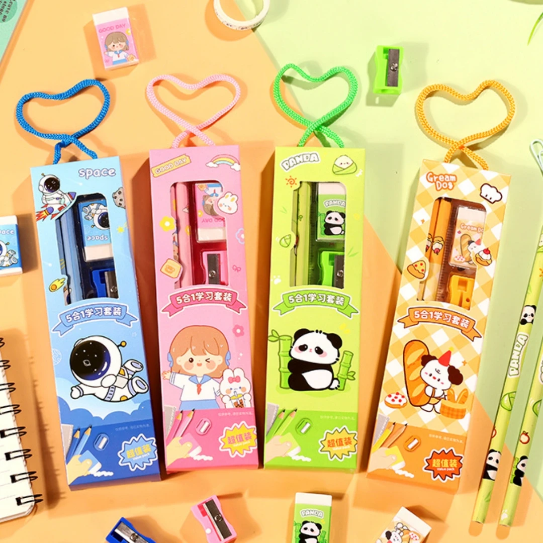 مجموعة أدوات مكتبية إبداعية مجموعة أدوات مكتبية أساسية للرسم والكتابة مجموعة أقلام رصاص وممحاة مدمجة للهدايا