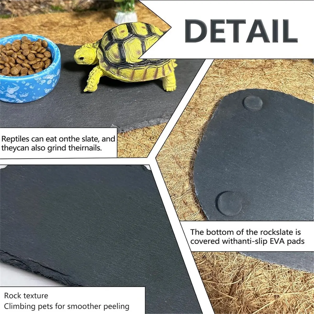 Reptile Basking Platform,11''X5.5'' Tortoise Rock Plate Feeding Food Bowl Dish Feeding Turtle Bathing Resting Platform
