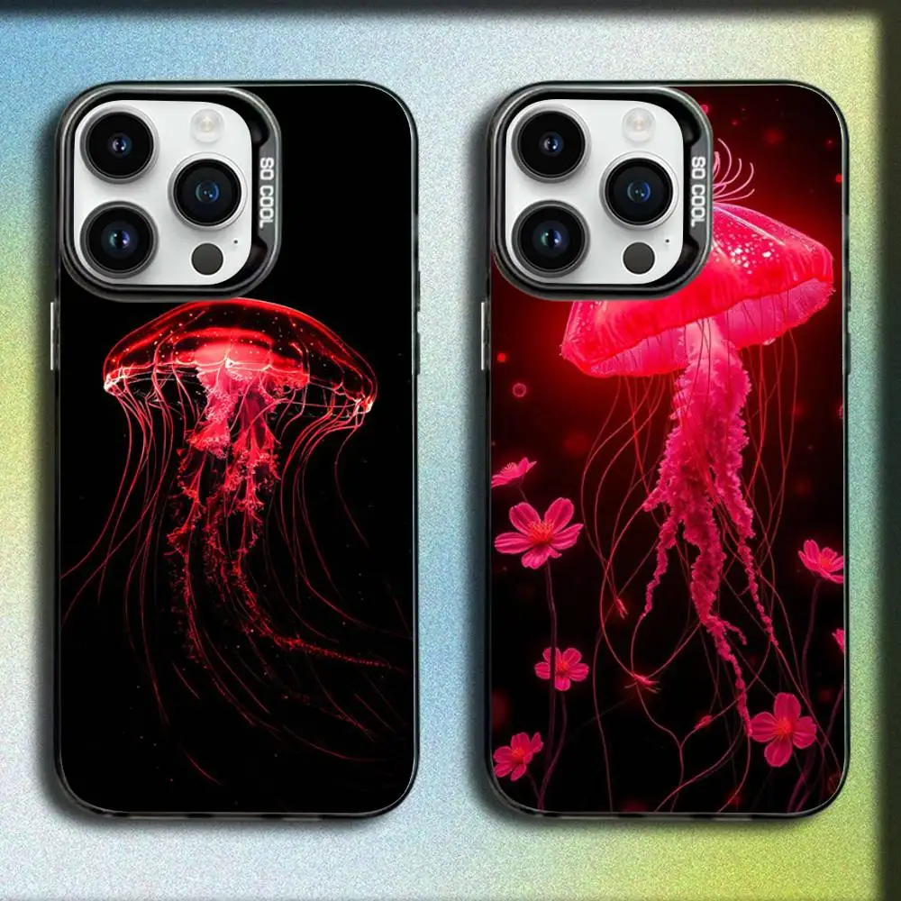 

Glowing jellyfish Phone Case For iPhone 17,16,15,14,13,12,11,Pro,Max,Plus,E,SE4,Air,Mini Black IMD Box
