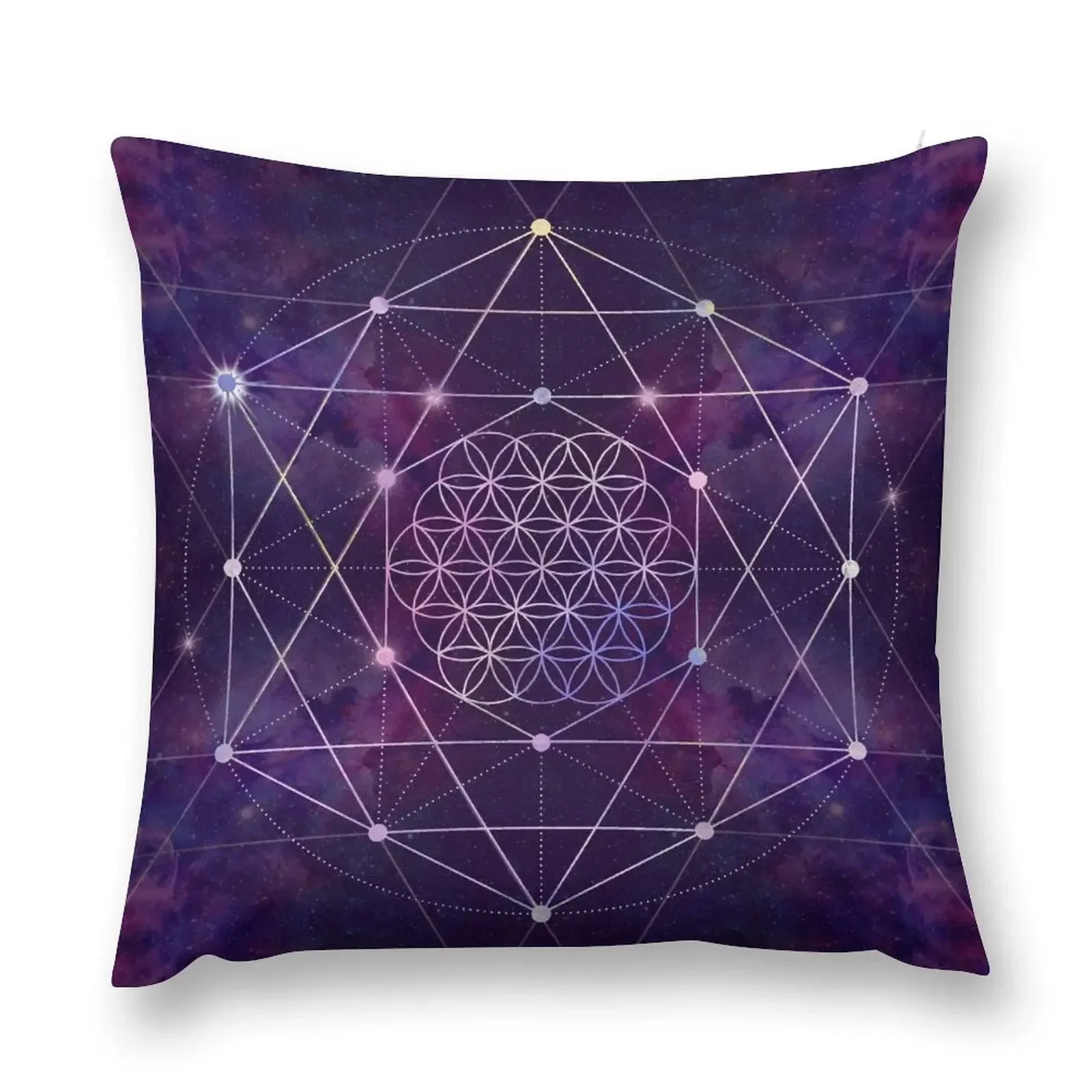 Flower of Life on Nebula - sky Throw Pillow Sitting Cushion Christmas Pillow Covers Christmas Pillow luxury decor