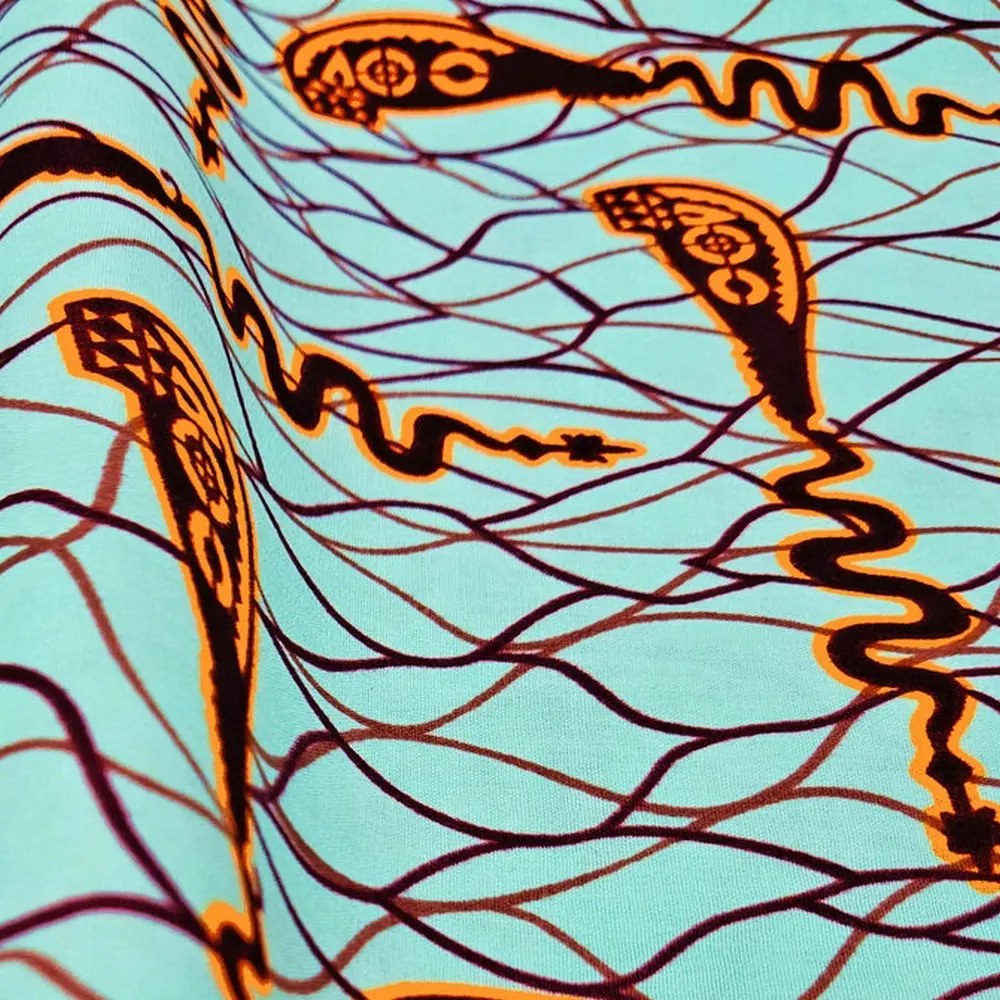 Afrikanischer Wachsblockdruckstoff, 100 % Baumwolle, Nigeria-Stoff, Ankara-Wachs, zum Nähen von Kleidung – Detail 3