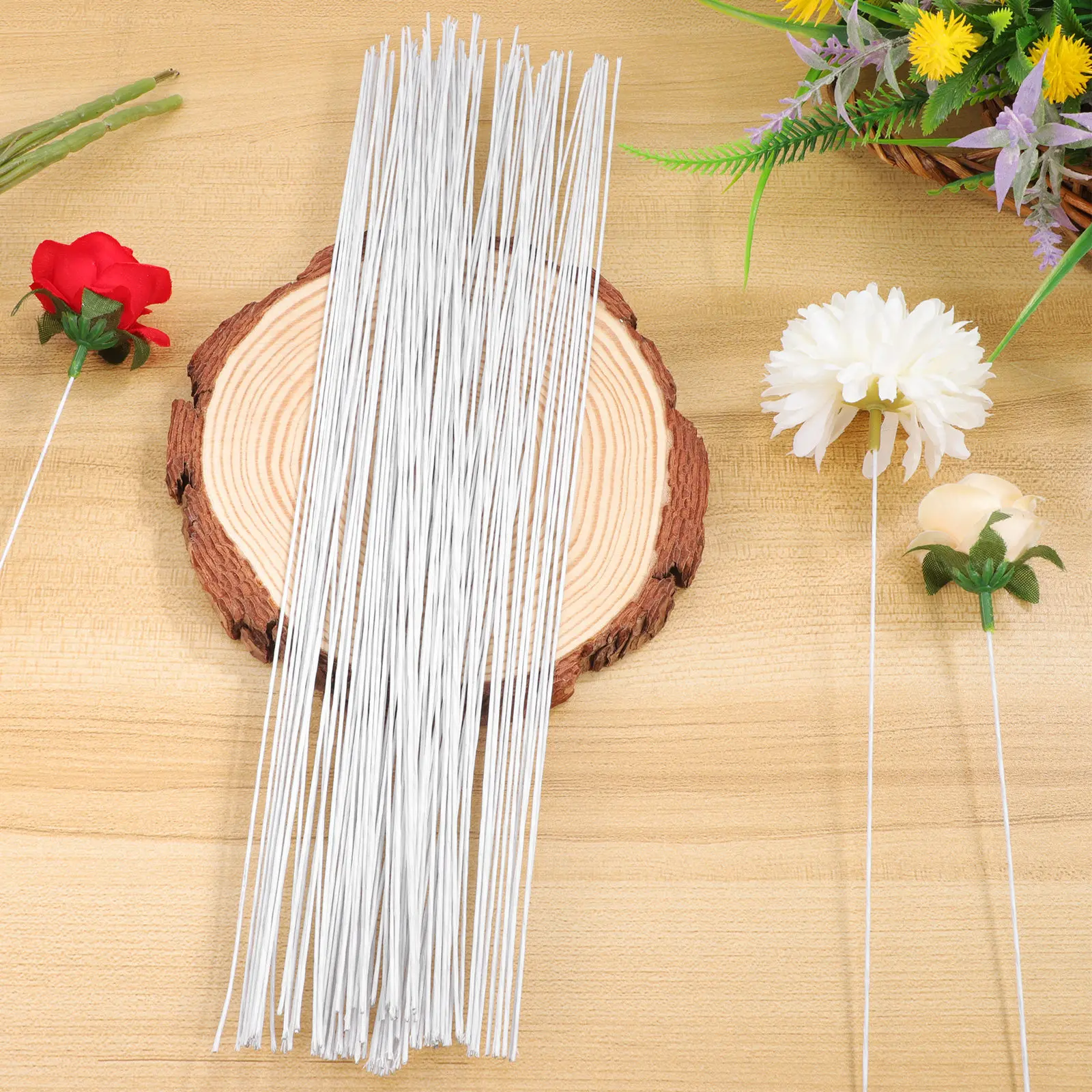 

100 шт. прочных железных проволочных стержней для цветов, материалы для рукоделия, упаковка букетов, флористика, ручная работа, украшение сада, удобные и гибкие