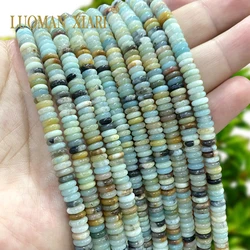 2x6MM Rondelle Natural Stone Amazonite Loose Flat Round Spacer Beads for Jewelry Making Diy Bracelet Earrings Accessories