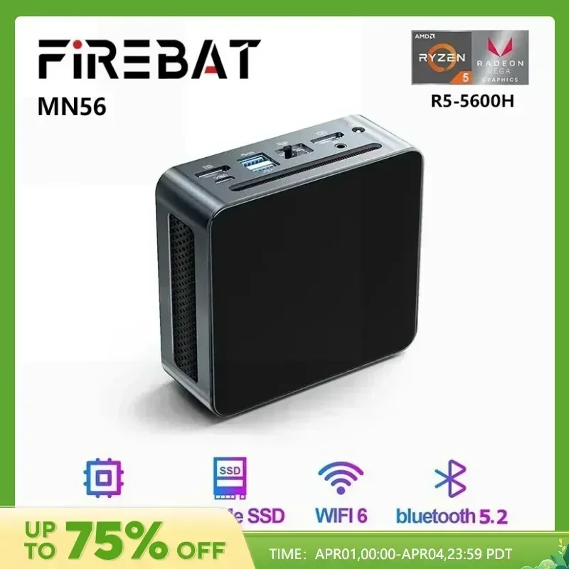 FIREBAT MN56 Mini PC Gamer AMD Ryzen 5 5600H Windows 11 DDR4 Nvme SSD MiniPC WIFI6 BT5.2 For Gaming Desktop Computer