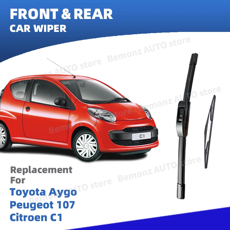 LHD Vorne Hinten Scheibenwischerblätter Für Toyota Aygo Peugeot 107 Citroen C1 MK1 2005 - 2014 2 stück Windschutzscheibe Zubehör